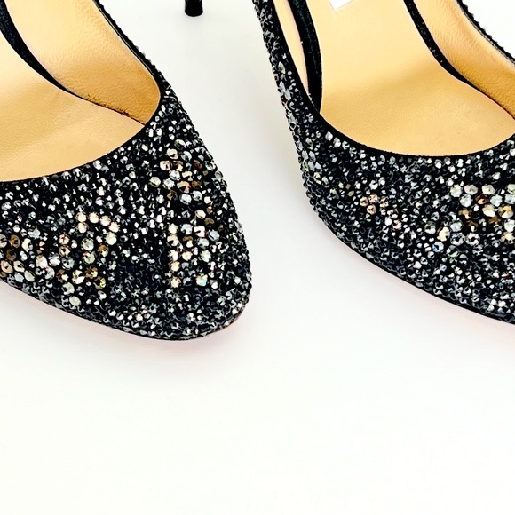Jimmy Choo Crystal Collection Round Toe Swarovski Embellished Pumps Blac… - Picture 11 of 12